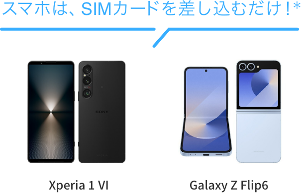 スマホは、SIMカードを差し込むだけ! Xperia 1 Ⅵ Galaxy Z Flip6