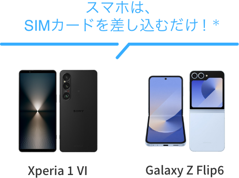スマホは、SIMカードを差し込むだけ! Xperia 1 Ⅵ Galaxy Z Flip6